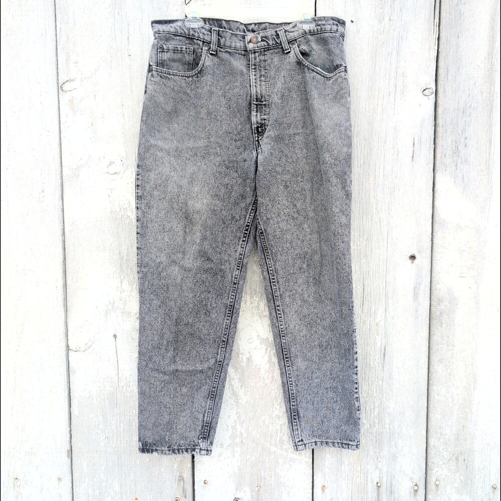 Vintage Levi's 550 Relaxed Straight Jeans Charcoal Wash Men's 38x30 Made in USA